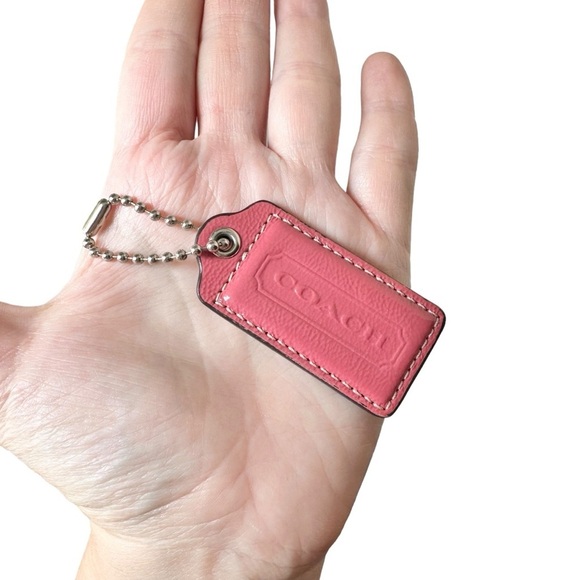 Authentic COACH Salmon Coral Pink Patent Leather Large Hang Tag - Picture 3 of 8